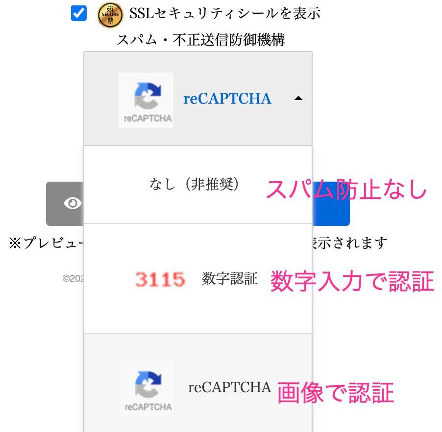 フォームへの迷惑回答を阻止-スパム防止機能を標準装備